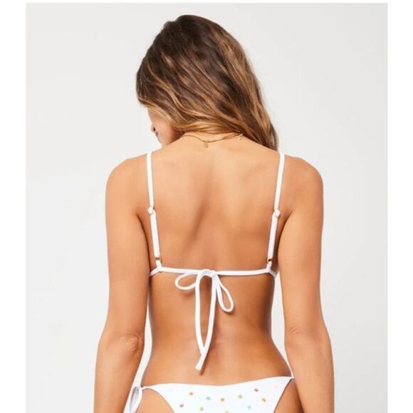 L*Space Brittany Daisy Bikini Top in White Beaded Size Small NWT - Picture 2 of 7